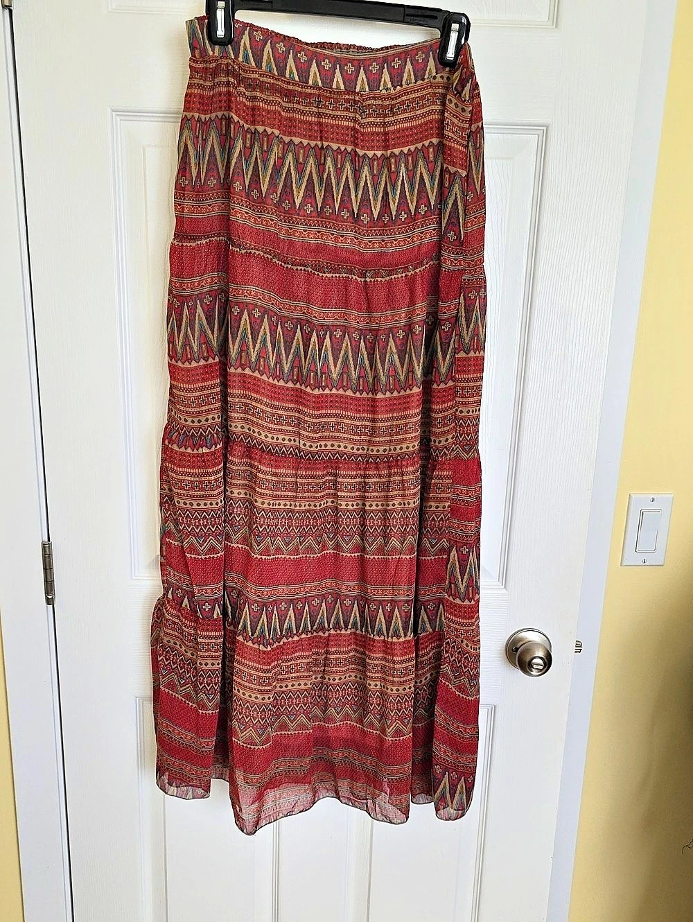 RoomMates Geometric Maxi Skirt in Red